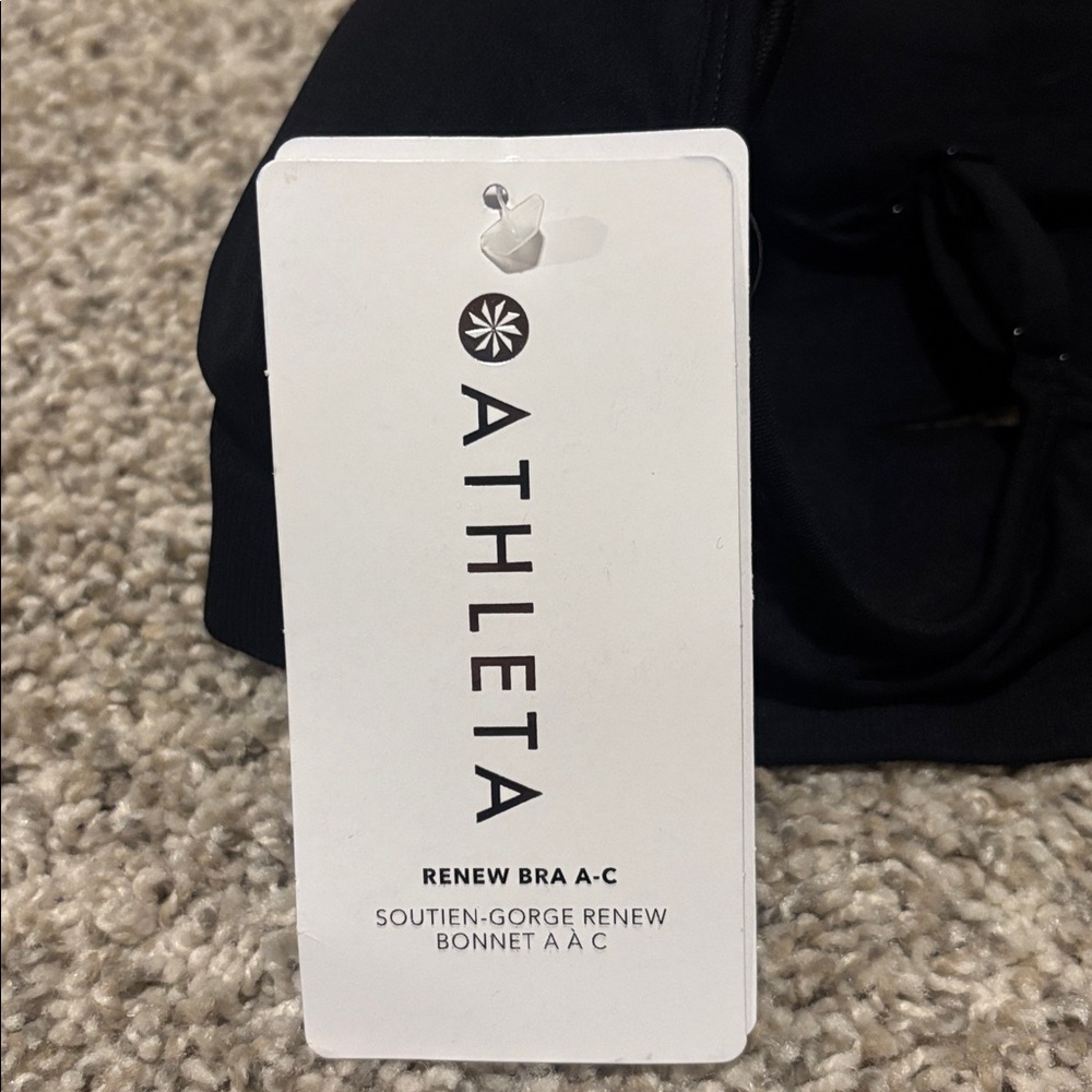 NWT Athleta Renew Sports Bra A-C Black Large - Picture 8 of 10